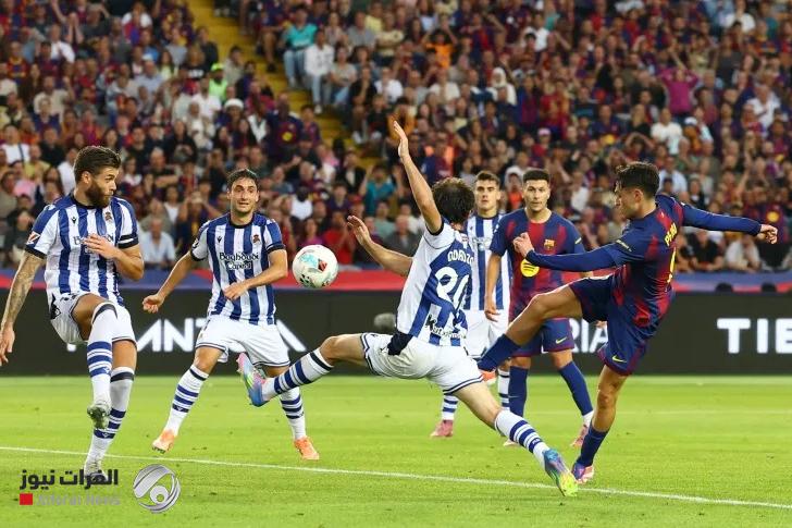 برشلونة يفوز على ريال سوسيداد ويقفز لصدارة الليغا