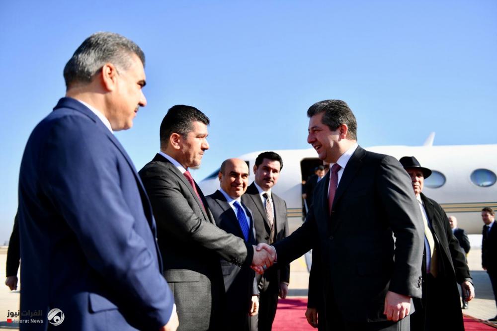 The region's delegation headed by Barzani arrives in Baghdad