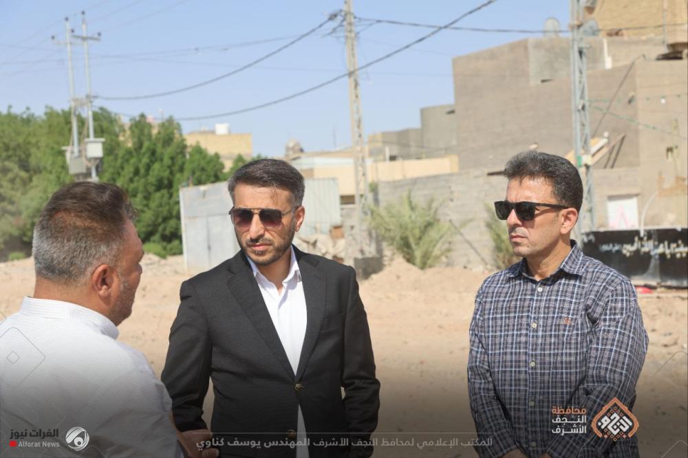 محافظ النجف يتابع ميدانياً أعمال تأهيل الشارع الفاصل بين حي الرحمة وحي أبو طالب