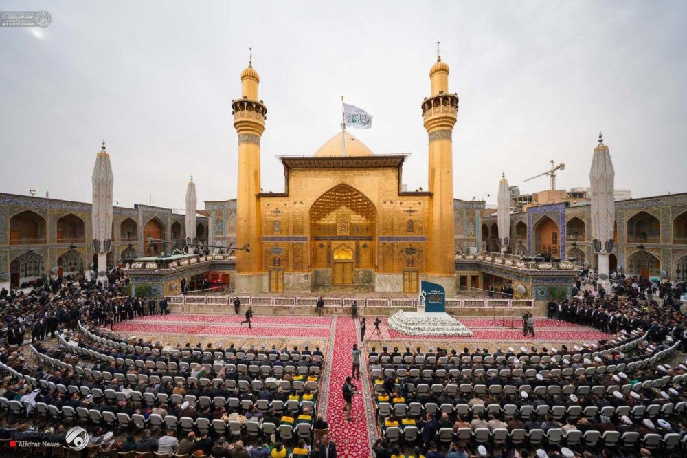 بالصور.. ازاحة الستار عن التذهيب الجديد للإيوان الكبير في الحرم العلوي المطهر