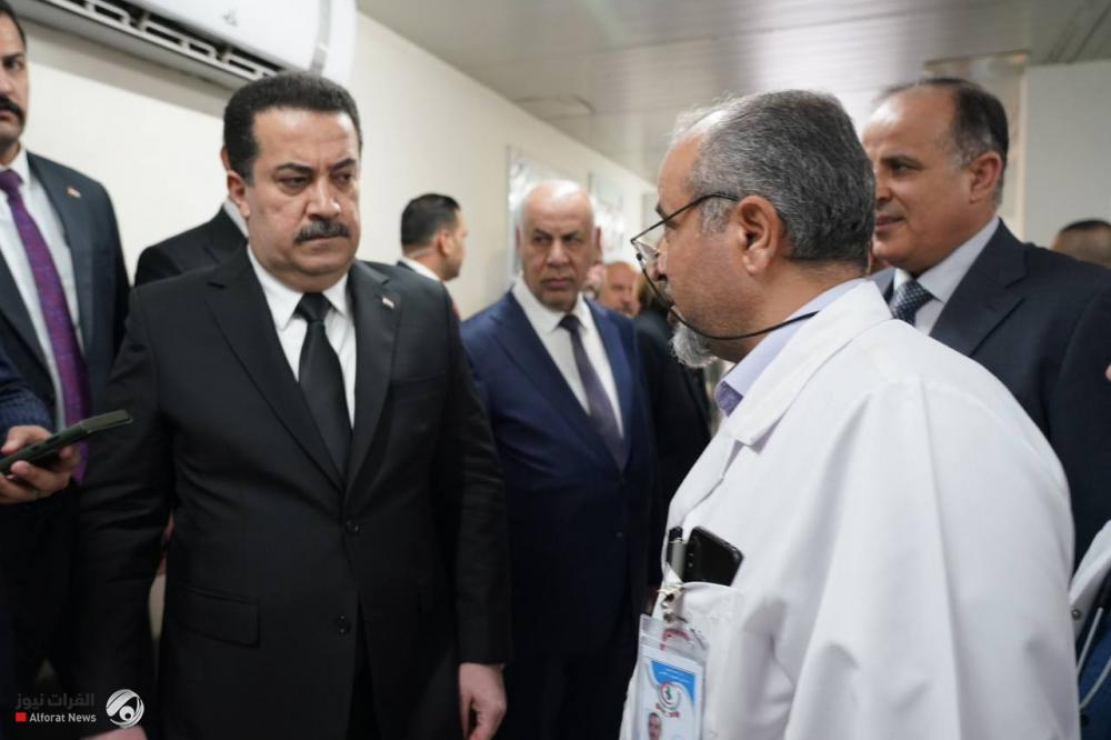 In pictures: Al-Sudani visits the injured of Al-Hamdaniya, follows up on their treatment, and meets with the families of the victims