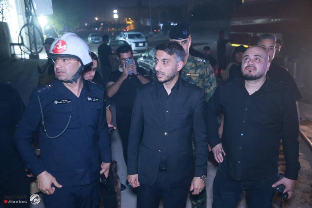 محافظ النجف يشرف على إخماد حريق وقع في أحد المطاعم