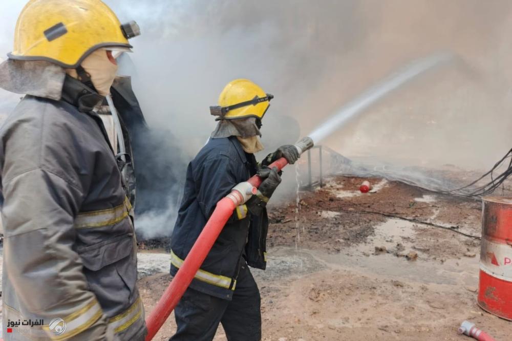 بالصور.. احماد حريق اندلع بـ (12) مولدة كهربائية داخل مجمع الزهور