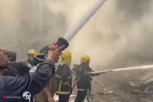 شاهد .. لحظة اطفاء حريق فندق كربلاء وانقاذ النزلاء