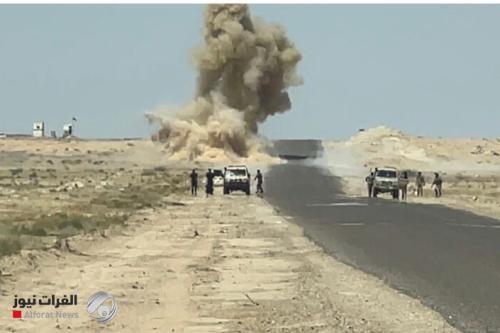 بالصور.. الحشد الشعبي يفجر عبوة ناسفة على طريق حديثة – بيجي