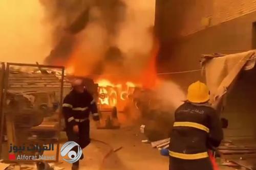 بالفيديو.. اخماد حريق وسط كربلاء